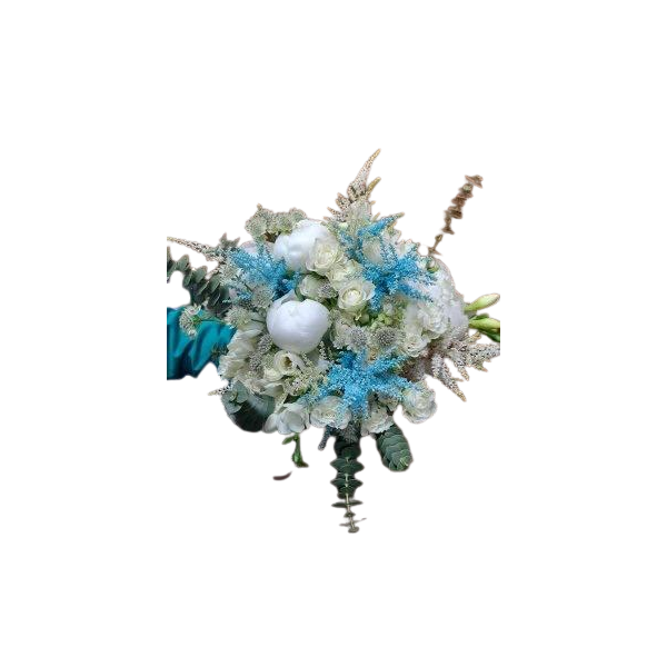 Bouquet de flores blanco y azul