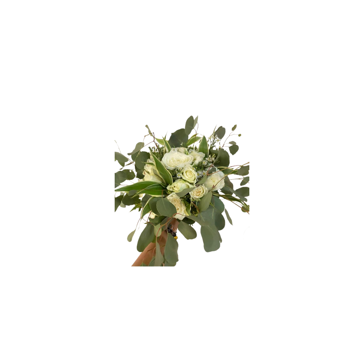 Bouquet rosa crema y eucalipto