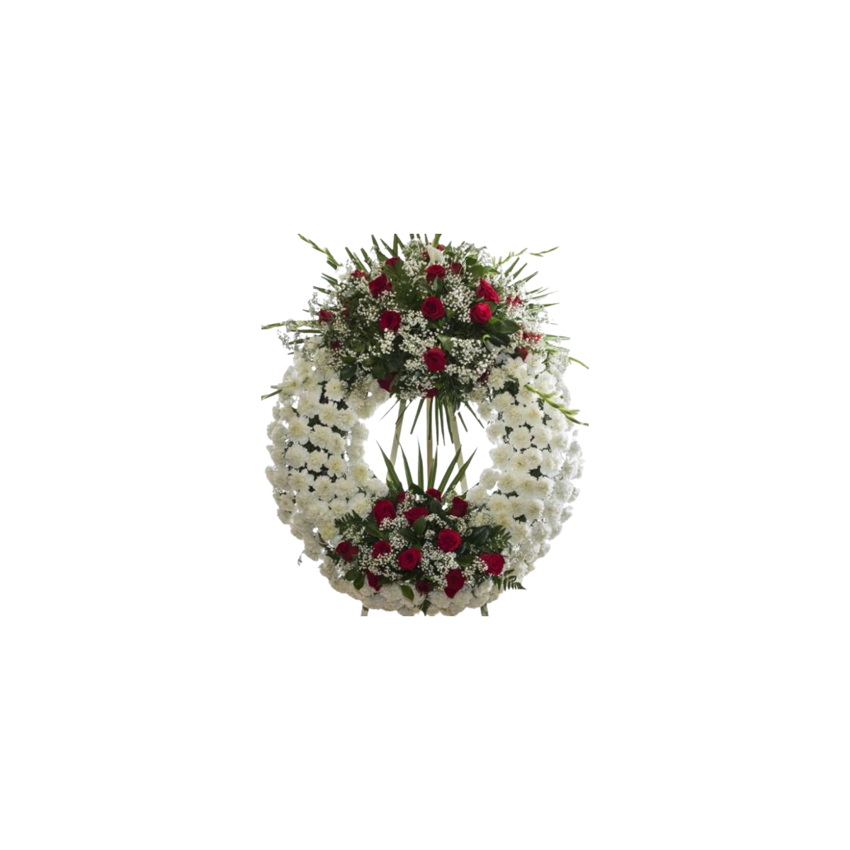 corona de difunto blanca con dos cabezeros de...