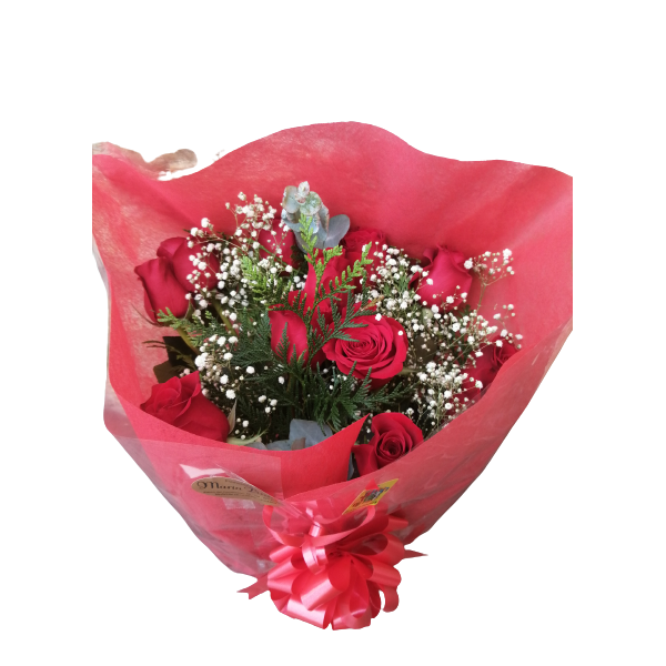Ramo de doce rosas rojas redondo