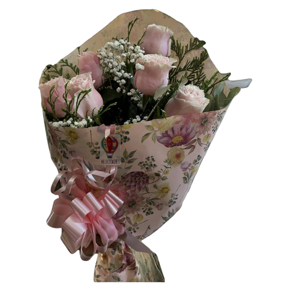 Ramo de seis rosas color rosa