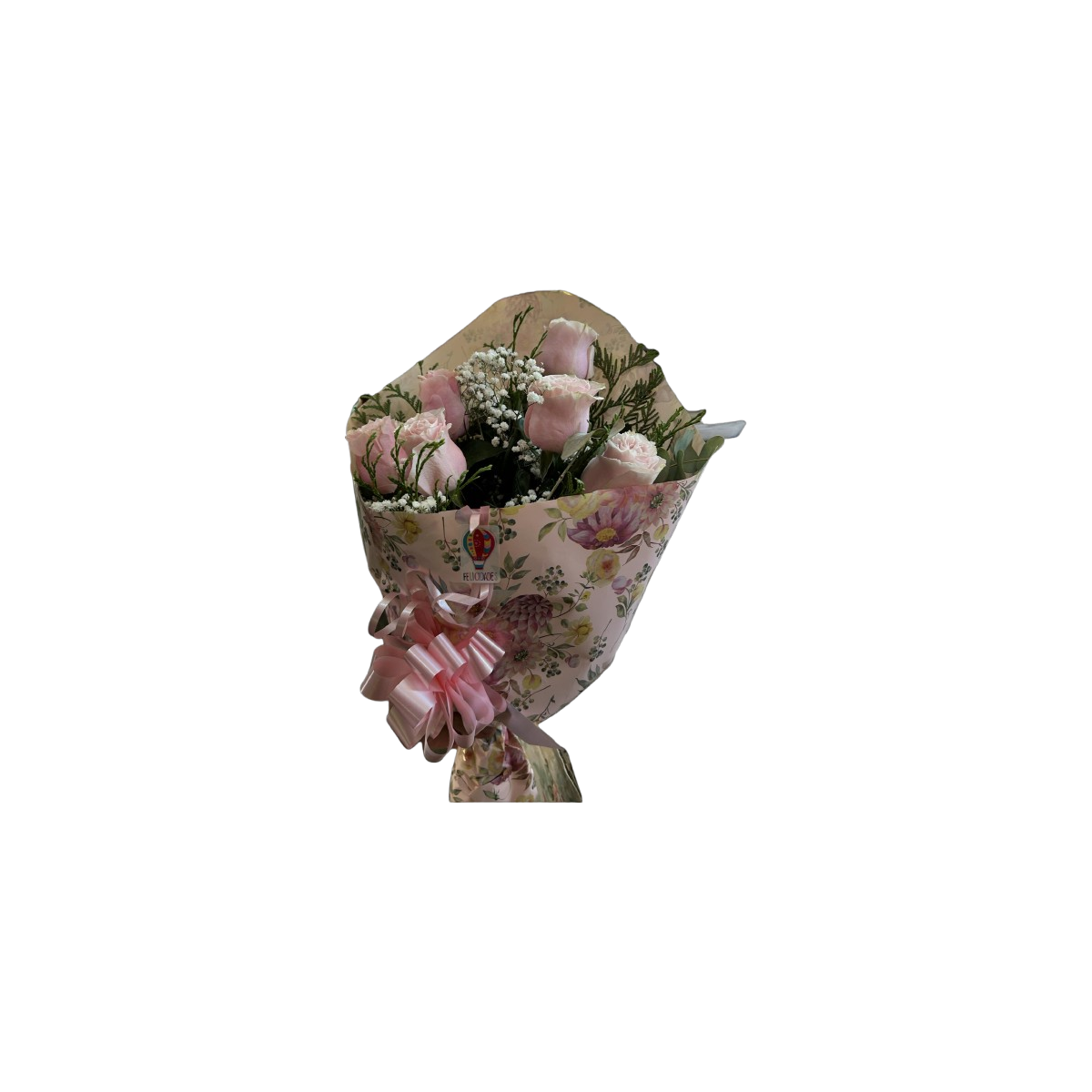 Ramo de seis rosas color rosa