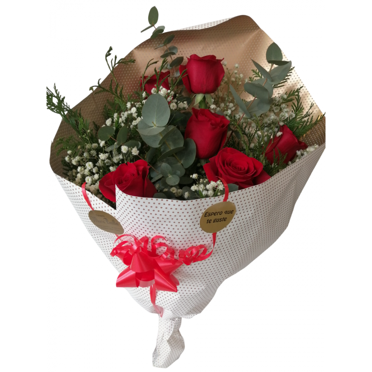 Ramo de seis rosas rojas